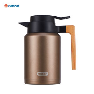 Bouteille isotherme en acier inoxydable Hokori 1500 ml avec poignée en bois et couvercle anti-fuite à bouton-poussoir - Product Image 6