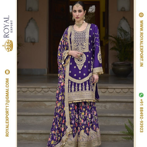 Sadaf New Traditional Wear Heavy Chinnon Silk Avec Travail Brodé Et Travail De Séquence Pakistanais Salwar Kameez - Product Image 3