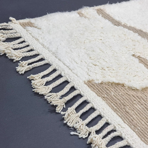 Vente en gros de tapis marocain blanc tufté à la main en laine tapis beige tufté personnalisé tapis beni ourain pour chambre à coucher - Product Image 4