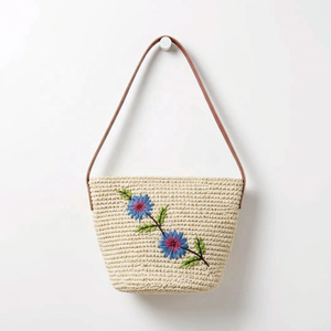 Handmade Bohemian Raffia Woven <b>Clutch</b> <b>Bag</b> with Floral Embroidery Strap <b>Small</b> Capacity Beach Shoulder Purse for Women - Product Image 3