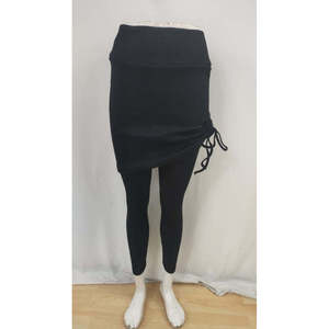 Falda Larga con Cintura Alta y Detalles Laterales para Mujer, 28588 - Negra - Product Image 6