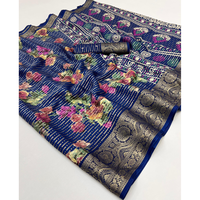 Sari en soie Dola Sai Prem au design tendance, avec chemisier contrastant, jaune festif, broderie détaillée, longueur ras du sol, idéal pour mariage
