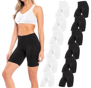 Shorts élastiques en V pour femmes, 100% polyester, décontractés, taille haute, écologiques, légers, séchage rapide, sans couture, fitness, slim - Product Image 1