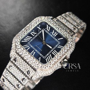 Reloj de lujo con esfera azul para mujer, teléfono VVS Moissanite Diamond, relojes automáticos Iced Out, reloj automático único, joyería de lujo - Product Image 1