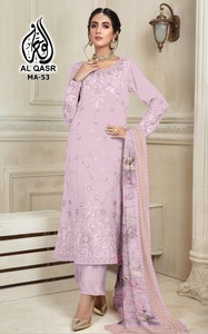 Traje de Salwar Georgette étnico de último diseñador con hermoso bordado de zorro hecho a mano ropa de fiesta de estilo indio pakistaní - Product Image 2