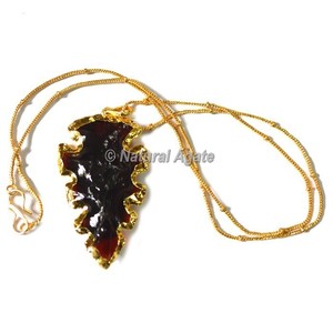 Collier pointe de flèche "bord dentelé" en verre rouge Fabricant de différentes formes de collier pointe de flèche - Product Image 4