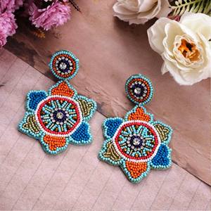 Gold Floral <b>Handmade</b> Beaded <b>Earrings</b> for Women Handicraft Festive Party Jewelry At Best Price Beaded <b>Earrings</b> - Product Image 4