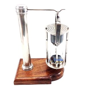 Temporizador de arena colgante de níquel para decoración de oficina en casa con Base de madera, reloj náutico hecho a mano, reloj de arena de regalo coleccionable de 5 minutos - Product Image 1