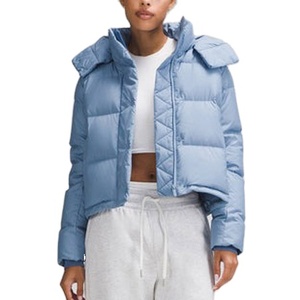 Chaqueta Acolchada para Mujer, Chaqueta Corta con Cuello Alto y Capucha, Chaqueta Corta de Invierno Cálida para Mujer, Chaqueta Corta Acolchada - Product Image 1