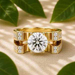 Bagues audacieuses en argent sterling 925 avec diamants de laboratoire ronds, anneau en V unisexe, 5,00 carats, certifiées IGI, pour fiançailles, du fabricant - Product Image 1