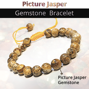 Image Jasper Bracelet en cristal réglable Bracelet de perles de pierres précieuses avec chaîne en macramé Bracelet en cristal de guérison pour hommes femmes - Product Image 2