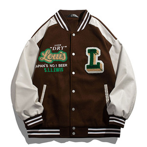 Chaqueta Varsity de Béisbol para Hombre, Estilo Urbano, 100% Algodón, Cuello Alto, Transpirable, Resistente al Viento, Manga Larga, Logotipo Frontal - Product Image 3