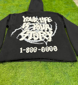 Sweat à capuche épais et épais, broderie de détresse, 100% coton, fabricant personnalisé, 500 g/m² - Product Image 5