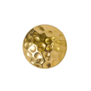 dented golden zinc alloy badge with round dents for various clothing styles and accessories golden galvanic finish