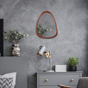 Espejo Irregular, espejo de marco de pared de madera, espejo de madera de pared decorativo asimétrico para sala de estar dormitorio entrada Baño - Product Image 5