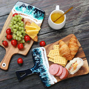 Hot <b>Sale</b> Custom Natural <b>Wood</b> & Resin Multifunction Vegetable Large <b>Wood</b> Cutting Board Wholesale <b>for</b> Kitchen - Product Image 4