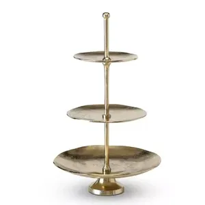 Soporte para servir pasteles ovalados con acabado antiguo hecho a mano, 3 niveles, niquelado, Ideal para uso en el hogar, Hotel y pastel de cumpleaños - Product Image 2