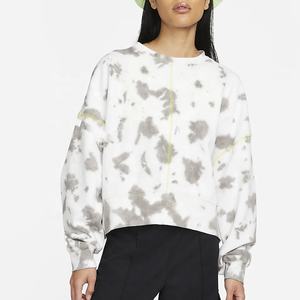 เสื้อสเวตเตอร์ผ้าฝ้ายกันหนาวแขนยาวสำหรับผู้หญิง, เสื้อสเวตเตอร์เปิดไหล่ตกสีย้อมแบบสวมหัวขนาดพลัสไซส์ - Product Image 1