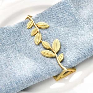 Porte-serviette en métal décoratif en forme de feuille longue pour décoration de table de mariage, événements, hôtel, salle à manger, style inspiré de la nature - Product Image 6