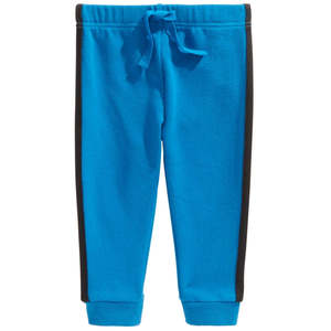 Pantaloni Sportivi Blu First Impressions per Neonati Maschi, Pantaloni in Maglia con Striscia Laterale Stampata, Stile Cargo per Scuola e Inverno, Taglia 12MOS - Product Image 1