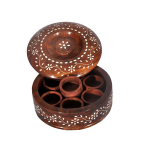Custom Multipurpose Eco-Friendly <b>Indian</b> <b>Spice</b> <b>Box</b> 9 Wooden Compartments Dishwasher Safe Storage <b>Box</b>-SANIYA HANDICRAFT Best - Product Image 1