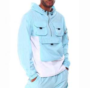 Men's Custom Logo OEM Winter Cargo Tracksuit Set <b>Zip</b> Up Hoodie & <b>Joggers</b> set with Drawstring Closure Cargo <b>Pocket</b> Tracksuit Sets - Product Image 4