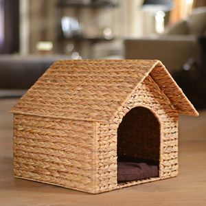 สินค้าขายดี อุปกรณ์สัตว์เลี้ยง รุ่นใหม่ ที่ไม่เคยมีมาก่อน  บ้านและกรงสัตว์เลี้ยง ผลิตภัณฑ์สำหรับสุนัขและแมว เตียงสัตว์เลี้ยงทอจากผักตบชวา - Product Image 6