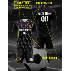 Maillot de football noir personnalisable avec nom et numéro d'équipe - Maillot de football respirant léger et respirant - Product Image 2