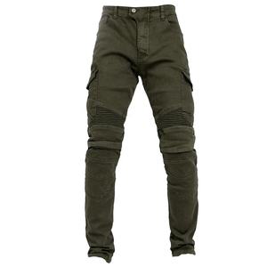 Pantalones Vaqueros de Motociclista para Hombre D-Ride Moto Green con Tela Transpirable de Secado Rápido de Mezcla de Poliéster/Algodón, Rodilleras y Coderas Desmontables - Product Image 1
