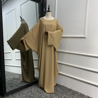 Abayas pour Femmes Manches Chauve-Souris Monopièce Robe de Prière Hijab Femme Musulmane Kimono Caftan Robe Long Khimar Vêtements Islamiques Jilbab