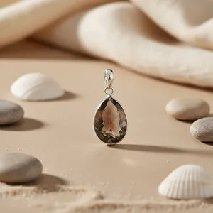 Collier pendentif goutte d'eau plaqué argent pour femme avec pierre en zircon cubique, chaîne serpent classique, bijoux à porter au quotidien - Product Image 2
