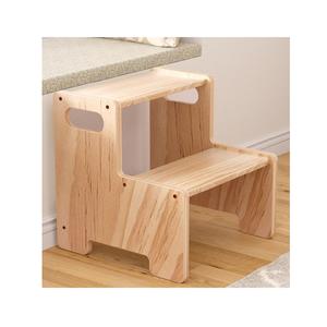 Natural Wood Step Stool with Clean Polished Surface Perfect for <b>Kitchen</b> <b>Helpers</b> Bathroom Vanities Bedroom Access and Storage - Product Image 4