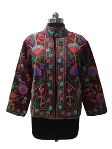 Chaqueta de algodón bordada Suzani multicolor hecha a mano para mujer, chaqueta de mujer artesanal BOho con diseño Floral transpirable - Product Image 3