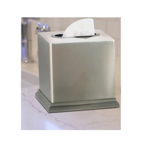 Boîte à mouchoirs décorative en aluminium et argent avec support de table articles de table élégants et bon marché boîte à mouchoirs en métal avec dessus en nickel argenté - Product Image 1
