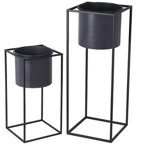 Pot de fleur support en métal noir pour usage intérieur décor à la maison plante de sol jardinière ronde pour jardin - Product Image 1