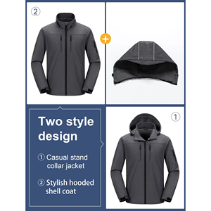 Vestes d'extérieur de qualité supérieure avec logo personnalisé Veste coupe-vent imperméable à manches longues et coque souple pour hommes - Product Image 6