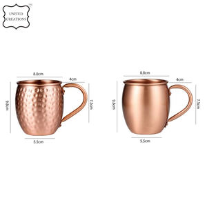 Antique Moscow Mule Copper <b>Mug</b> <b>Plain</b> and Hammered Cocktail Cup with Handle for Coffee and Drinks for Back to School - Product Image 2