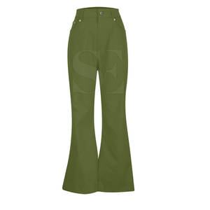 Venta al por mayor transpirable, ropa de calle personalizada, pantalones vaqueros acampanados apilados, pantalones desgastados holgados verdes, pantalones vaqueros acampanados apilados Vintage - Product Image 5