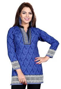 ชุด kurti ผ้าฝ้ายธรรมชาติเป็นมิตรกับสิ่งแวดล้อมสำหรับผู้หญิงสวมใส่สบายดูมีสไตล์ย้อมสีล้วนด้านหน้าฤดูร้อนผลิตจากอินเดียโดยตรง - Product Image 2