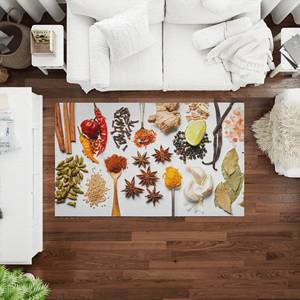 Tapis imprimé : Herbes médicinales, épices, salle à manger, cuisine, tapis moderne doux en chenille - Product Image 4