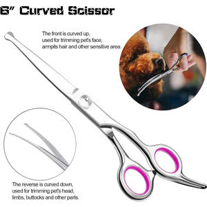 Professionnel 8 pouces haute qualité ciseaux de toilettage pour animaux de compagnie ensemble incurvé chiot chiens cheveux amincissement cisailles caractéristiques réutilisables - Product Image 2
