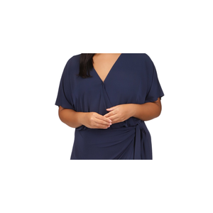 Abito tubino Michael Kors da donna a maniche corte con effetto avvolgente in chiffon blu - Taglia 2X (Plus Size) con vita naturale - Product Image 2
