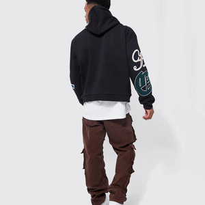 Alta calidad 100% algodón térmico hombres de gran tamaño francés Terry Sudadera con capucha bordada ropa de calle negro personalizado Sudadera con capucha invierno de gran tamaño - Product Image 5