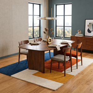 Alfombra Moderna de Lana/Seda con Diseño Geométrico Abstracto, Hecha a Mano, Ecológica, Apta para Mascotas, Multicolor, Contemporánea, para Oración - Product Image 3