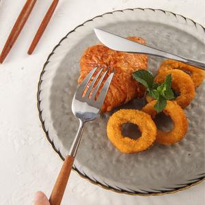 Juego de cubiertos de madera plateada de estilo nórdico de acero inoxidable de lujo más vendido, juego de cucharas duraderas de primera calidad, fiesta elegante de forma larga - Product Image 3