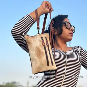 Bolso de mano de cuero de vaca de alta calidad, bolso cruzado multiusos, pelo Real en cuero genuino, bolso de hombro con doble cremallera - Product Image 3