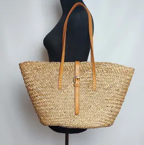 Schönes Design !!! Naturstroh-Seegras-Einkaufstaschen Vintage Sommer Strand-Schulter-Handtasche Made in Vietnam Hersteller