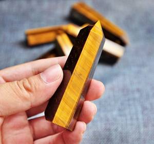 Vente chaude Premium Qualité Jaune Oeil De Tigre Obélisque Haute Poli Cristal Baguette Point pour Feng Shui Décoration de La Maison Naturel - Product Image 6