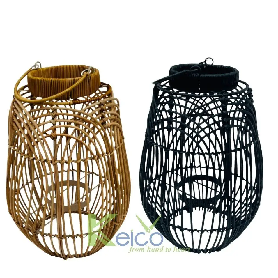 Vietnam Super Produkte Rattan-Naturlaterne mit Griff zum Aufhängen oder Tischlampe für Terrasse Hof Garten Hochzeitsdekoration