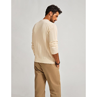 Pull ras du cou en coton biologique 12GG pour homme, tricot standard, couleur unie, hiver, anti-boulochage, anti-plis, respirant, séchage rapide